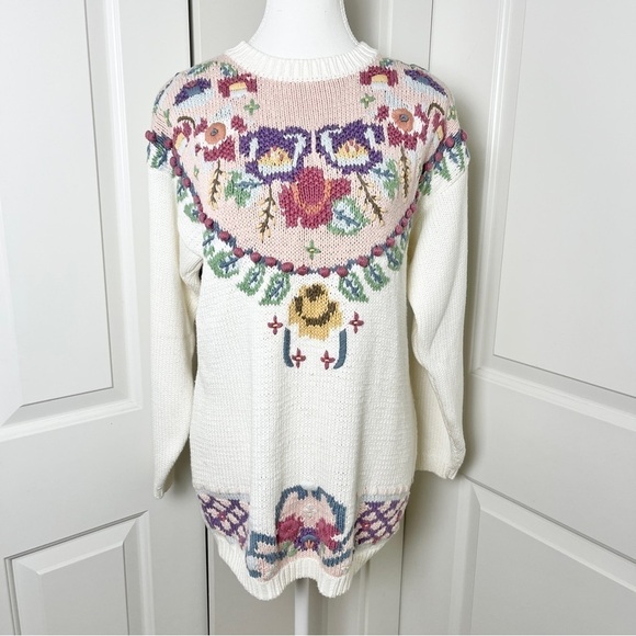 Runaway Bay Sweaters - Vintage Runaway Bay Cottagecore Oversized Pastel Knit Pullover Sweater - S/M